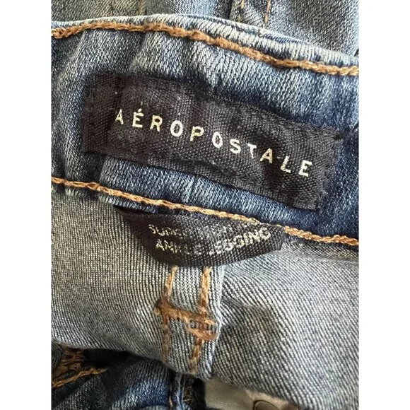 Aeropostale Distressed Ankle Legging Denim Jeans 0 Skinny Jeggings Ripped High R - Picture 7 of 11
